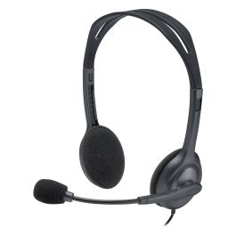 Logitech H111 Auriculares Estéreo con Micrófono Giratorio, Conexión Jack 3.5mm para PC, Móvil y Tablet