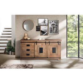 Giner y Colomer Aparador Industrial Madera de Mango Metal Natural 80 x 165 x 45 cm