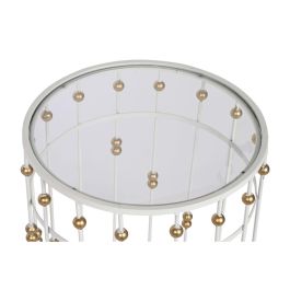 Mesita Auxiliar Glam DKD Home Decor Blanco Dorado 42 x 55 x 42 cm Set de 2