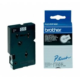 Cinta Laminada para Rotuladoras Brother TC-201 Blanco/Negro 12 mm 12 mm x 7,7 m