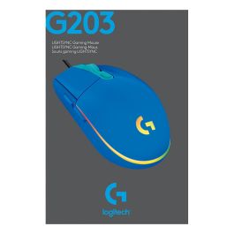 Logitech G203 Lightsync Gaming - Ratón óptico cableado USB, 8000 DPI, 6 botones, RGB, azul