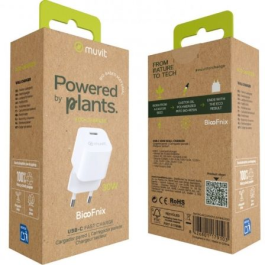 Muvit For Change MCACC0047 Cargador de Pared USB Tipo-C PD 30W BiooFnix Sostenible de Biorresina para Smartphones