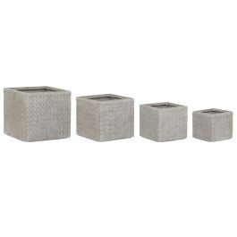 Set de Maceteros Home ESPRIT Beige Fibra de Vidrio Magnesio 44,5 x 44,5 x 42,5 cm (4 Unidades)