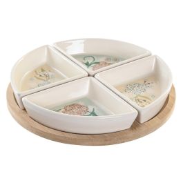 DKD Home Decor Aperitivo Tradicional de Gres y Bambú, Verde, Beige y Blanco, Set de 5 Piezas, 21.5x21.5x1 cm, Apto Lavavajillas Precio: 15.59000058. SKU: S3041112
