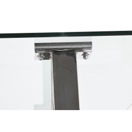 DKD Home Decor Mesa de Comedor Moderna Plateada Transparente Acero y Cristal 180 x 90 x 75 cm