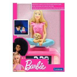 Lexibook Reloj Despertador Digital LEXRL800BB con Luz Nocturna Brillante y Efectos de Sonido, Diseño Barbie 3D