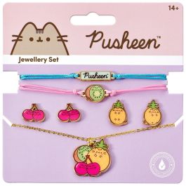 THE CARAT SHOP Set Colgante, Pulsera y Pendientes Pusheen con Aleación de Zinc, Sin Níquel, Cadmio ni Plomo