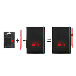 Antartik Portaboligrafos Autoadhesivo para Cuaderno Note con Elástico hasta 15mm Grosor, Negro y Rojo