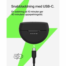 Belkin SoundForm Rhythm AUC012BTBK - Auriculares Inalámbricos Bluetooth 5.3, Resistencia IPX5 al Agua, 28 Horas de Batería, Almohadillas de Silicona, Negro