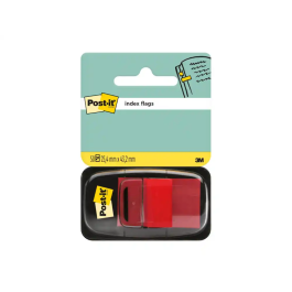 Post-it Banderitas separadoras 680-1 roja, dispensador de 50 unidades, transparentes y reutilizables, 25.4 x 43.1 mm