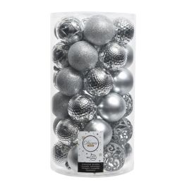 Decoris Tubo con 37 bolas plateadas decorativas para árbol de navidad Ø6cm