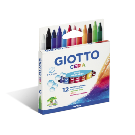 Giotto Lápices de Cera Caja de 12 Colores Surtidos Lavables