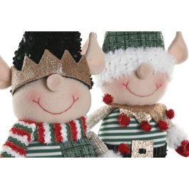 DKD Home Decor Figura de Navidad Elfo Tradicional Poliéster Verde Rojo 14 x 29 x 24 cm (4 Unidades)