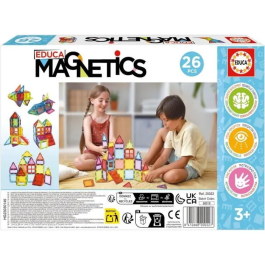 Educa Borrás 20022 Juego Construcción Magnético con 26 Piezas Translúcidas de Colores