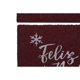 DKD Home Decor Felpudo Navidad Tradicional Rojo Blanco Fibra Coco PVC 40 x 60 x 1.5 cm (2 Unidades)