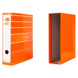 Archivador De Palanca Liderpap El A4 Filing System Forrado Sin Rado Lomo 80 mm Naranja Con Caja Y Compresor Metalico