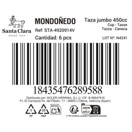 Inde Taza Jumbo 450 cc Mondoñedo Verde - 11.7x7.7 cm (6 Unidades)