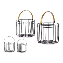 Set 2 Cestas Cilíndricas Negras con Asa Dorada Giftdecor 25x27x25 cm Precio: 15.98999996. SKU: S3609547