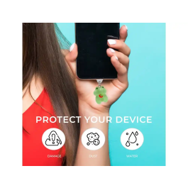 Wondee Mobile Charm Funny Frog Fresa Relámpago - Protector Decorativo para Puertos Type-C/Lightning, 25x10x20 mm