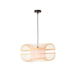 SKD-P80041 Lámpara Colgante Burgas de Bambú Natural - Diseño Mediterráneo, Boho-Chic para Salón, Comedor, Dormitorio E27