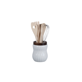 DKD Home Decor Pengjia 25 Set de 6 Utensilios Basicos Porcelana Bambu Blanco Marron Oscuro 9 x 9 x 26 cm Precio: 24.58999994. SKU: B18MC7PMRC