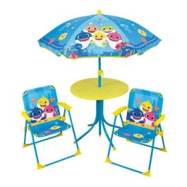 Fun House Muebles de Jardín Baby Shark - Mesa H.46xØ46 cm, 2 Sillas H.53xW.38.5xD.37.5 cm y Sombrilla H.125 x Ø100 cm Precio: 58.59000048. SKU: B1G9XS2ZKB