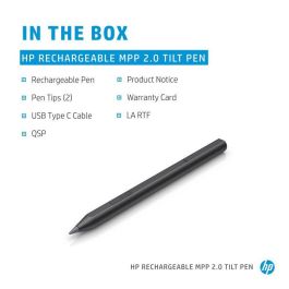 HP Lápiz Óptico Recargable MPP 2.0 con Función de Inclinación Negro para Mejor Respuesta y Transiciones Suaves