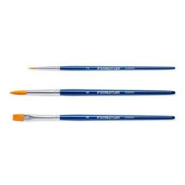 Staedtler 989-SBK3-3 Juego de 3 Pinceles para Bellas Artes, Lengua de Gato, Sintético