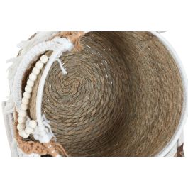 DKD Home Decor Cestas Boho Natural y Blanco de Fibra y Algodón – Set de 3, 40 x 47 x 40 cm (2 Unidades)