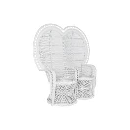 DKD Home Decor Sillón Balines Blanco Ratán 68 x 145.5 x 157 cm