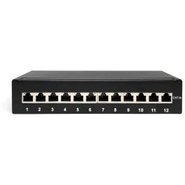 Digitus Patchpanel de Conexión CAT 6A Apantallado, 12 Puertos, 1U, 10 Gigabit Ethernet, RJ-45, Negro