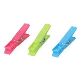 Edm 24 Pinzas para la Ropa de Plástico, 7.2 cm, Colores Variados, Muelle Metálico Inoxidable
