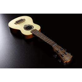 LAG Ukelele Tiki Uku Baby Soprano Electro-Acústico Slim con Tapa de Picea Maciza y Funda Incluida
