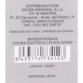 Cocina Eléctrica Algon 1 Placa 1000W (4 Unidades) Cocina Eléctrica Algon 1 Placa 1000W (4 Unidades)