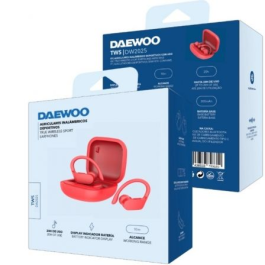 Daewoo Auriculares Deportivos Bluetooth DW2025 con Estuche de Carga, Autonomía hasta 20h, Rojos
