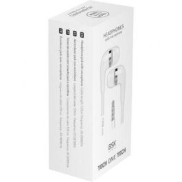 Tech One Tech Auriculares con micrófono, cable 1.2 m, frecuencia 20-20000 Hz, blanco