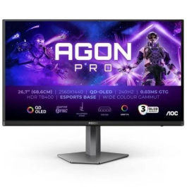 AOC AG276QZD2 Monitor Gaming 27 Pulgadas QHD (2560x1440) QD-OLED 280Hz Tiempo de Respuesta 0.03ms HDR 400 Negro Gris Precio: 546.50000053. SKU: B1HRS9YBF4