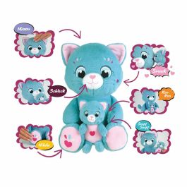 Jemini Peluche Suave Mamá Gata Interactiva con Cría TOONIES JEM3298060244985 +/- 26 cm 6 Funciones
