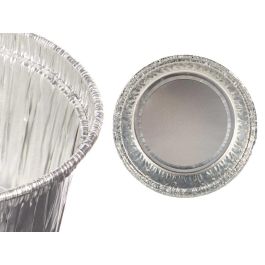 Kinvara Set 10 Moldes de Flan Redondos de Aluminio para Horno, 8.5x8.5x8 cm - Plata (24 Unidades)