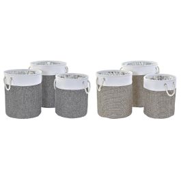 Cesta DKD Home Decor Gris Marron 40 x 49 x 40 cm Set de 3 (2 Unidades)