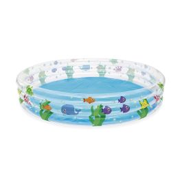 Bestway Piscina Hinchable Infantil 3 Aros Transparente Vida Marina 183x33 cm +2 Años Jardin 51005