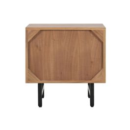 DKD Home Decor Mesita de Noche Moderna Espiga 40 x 50 x 50 cm Acacia y Metal