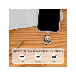 Wondee Charm Colgante para Móvil Funny Panda - Protector de Puerto Carga Tipo-C/Lightning - Accesorio Decorativo y Antipolvo