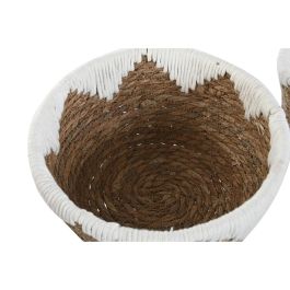 Centro Mesa Boho DKD Home Decor Natural Blanco 30.5 x 14 x 30.5 cm Set de 3