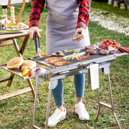 Pack Barbacoa Plegable de Acero Inoxidable para Carbón y Encendedor Eléctrico Recargable y Flexible InnovaGoods