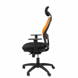 PIQUERAS Y CRESPO Silla Jorquera malla naranja asiento bali negro con cabecero fijo PIQUERAS Y CRESPO Silla Jorquera malla naranja asiento bali negro con cabecero fijo