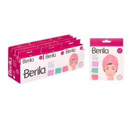 Berilo Toalla Turbante de Microfibra, 51x22x1.5 cm, Surtido de Colores (Azul, Morado, Rosa), Poliéster (24 Unidades)