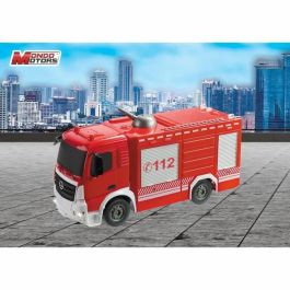 Mondo Motors Camión de Bomberos con Control Remoto RC, Manguera de Agua Funcional, Faros y Luces, Escala 1:26, Niños +3 Años