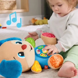 Fisher Price Peluche Musical de Despertar Progresivo Cachorro que Ríe y Aprende JFD20