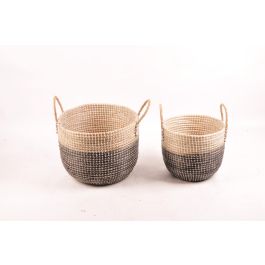 DKD Home Decor Cesta Balines Natural Negro Seagrass Set de 2 Unidades 41 x 30 x 41 cm Precio: 66.43626. SKU: S3018625